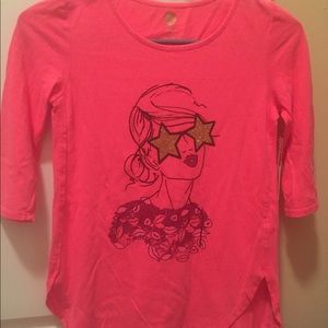 Pink T-shirt with girl on the front